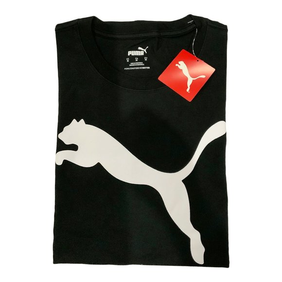 NWT PUMA MSRP $42.99 BIG CAT LOGO MEN'S BLACK CREW NECK SHORT SLEEVE T-SHIRT - Picture 5 of 5